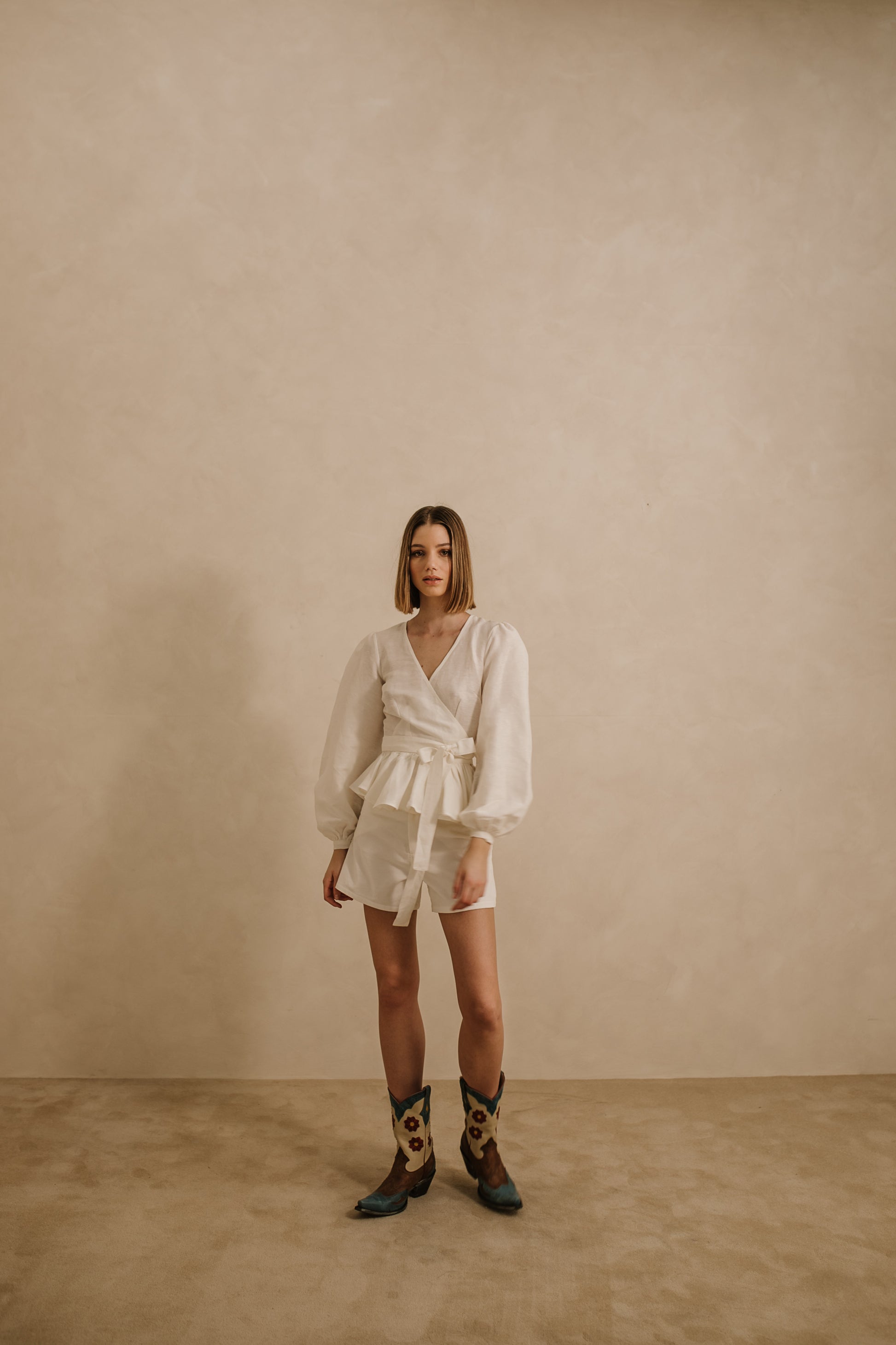 Bishop Sleeve Wrap Blouse