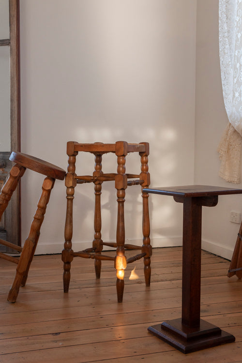 French Bobbin-Leg Stool with Rattan Seat