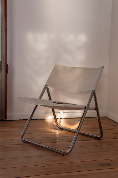 Low Folding Chair with Canvas Seat
