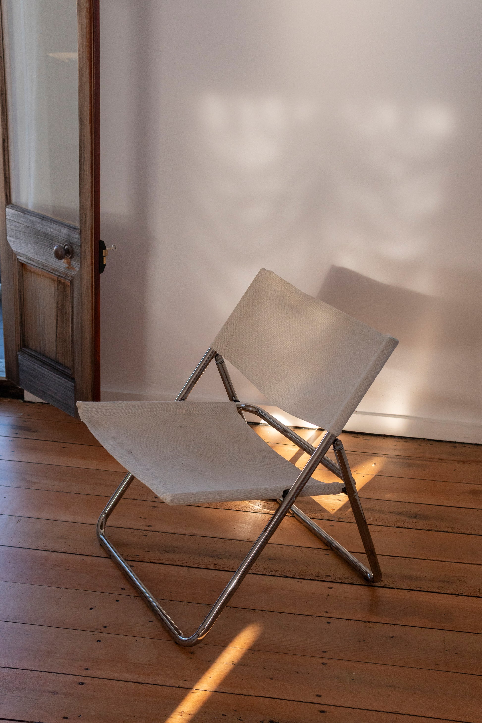 Low Folding Chair with Canvas Seat