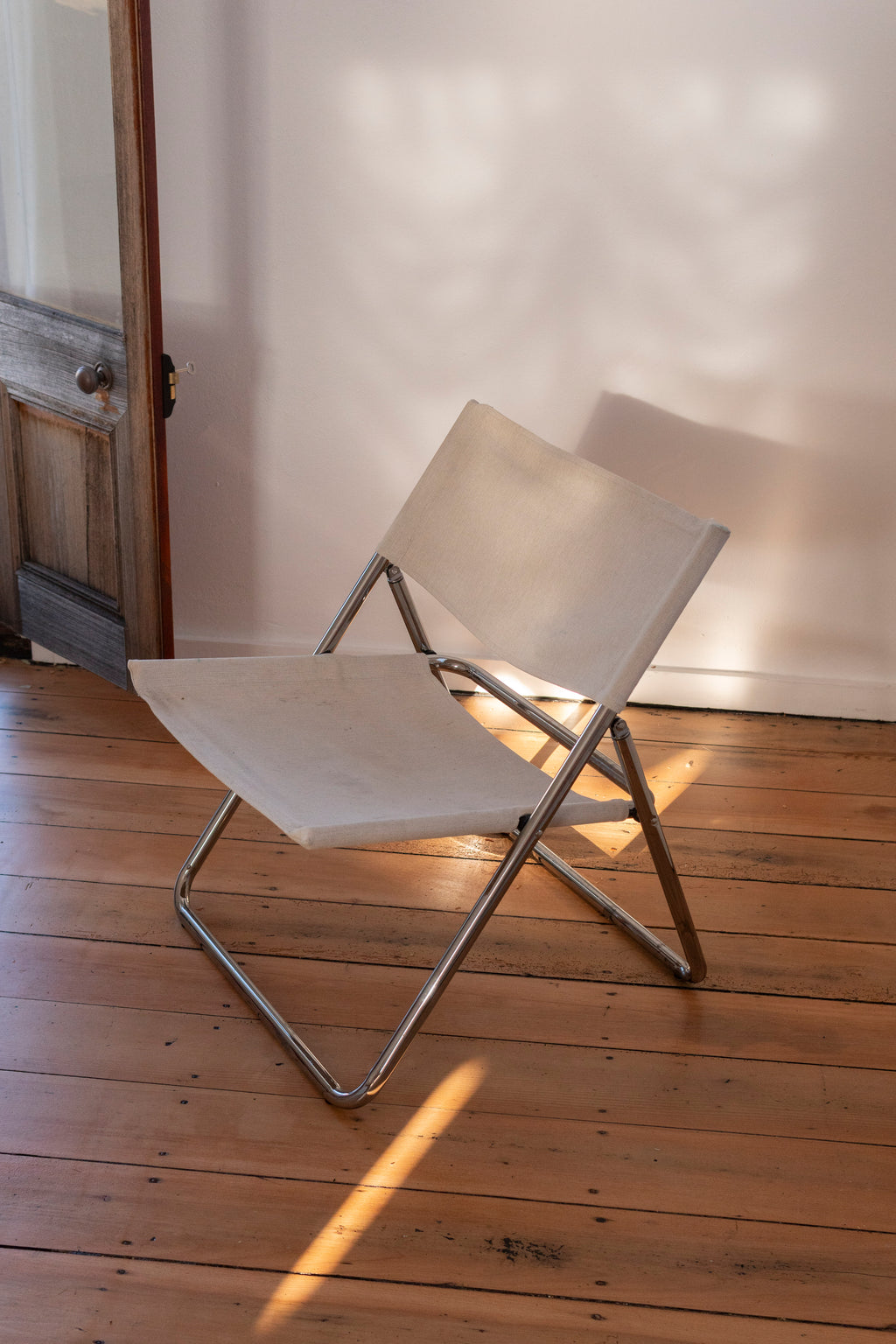 Low Folding Chair with Canvas Seat